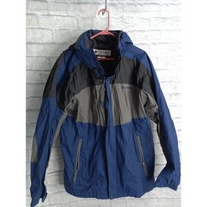 Columbia Mens Large Blue Gray Full Zip Hooded Windbreaker Rain Jacket XM 7875 L